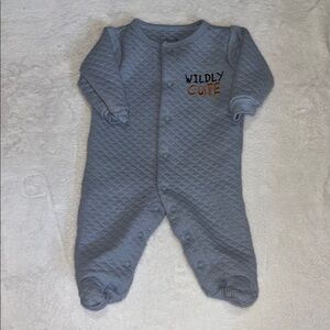 Chick Pea Quilted Blue 'Wildly Cute' Footie/ sleeper 0-3 months baby boy
